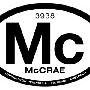 McCrae Mornington Peninsula locally designed Australian-made vinyl sticker for cars, caravans, boats and school bags