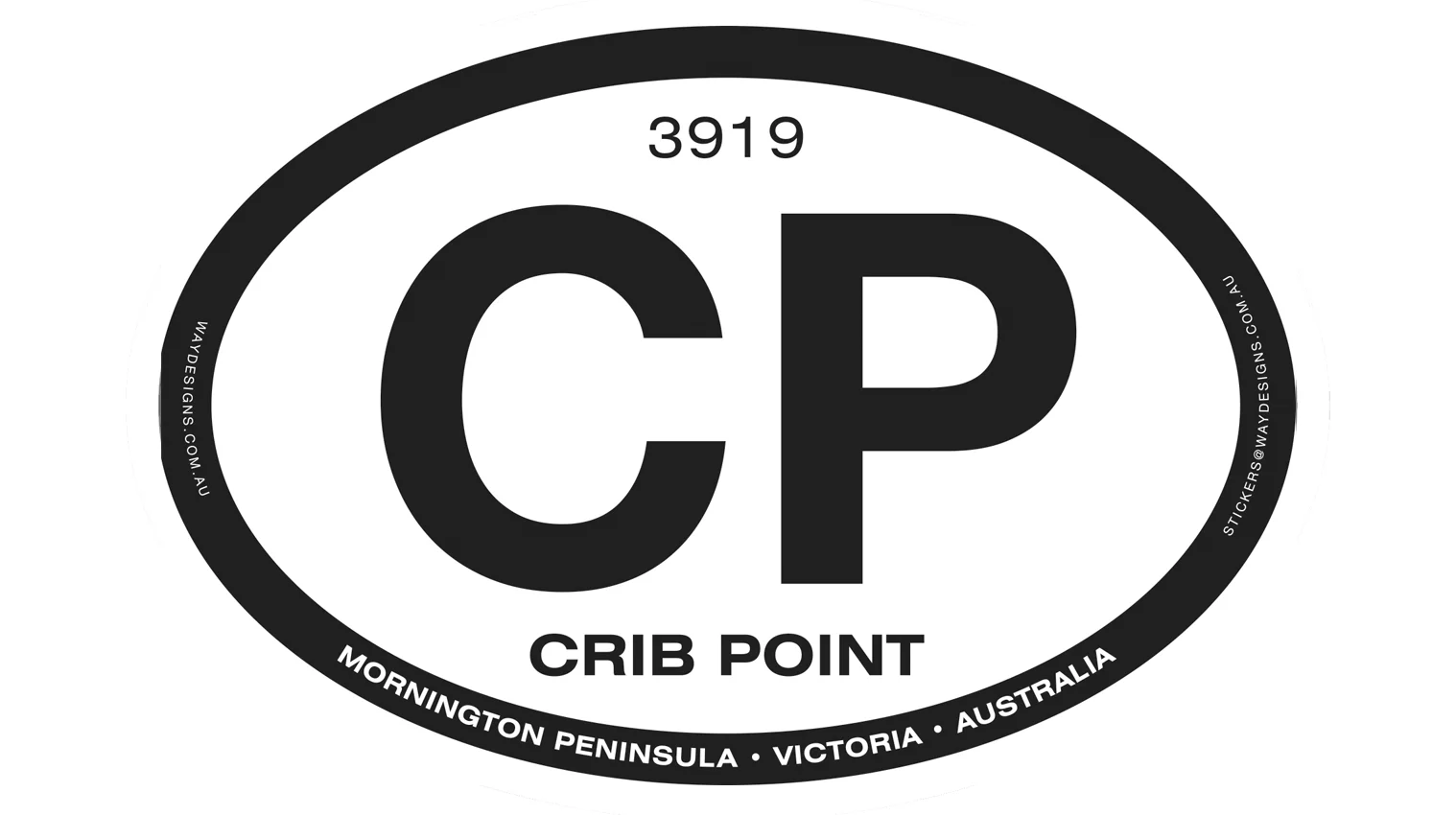 Crib Point Mornington Peninsula Australian made waterproof PVC vinyl sticker for cars, boats and caravans